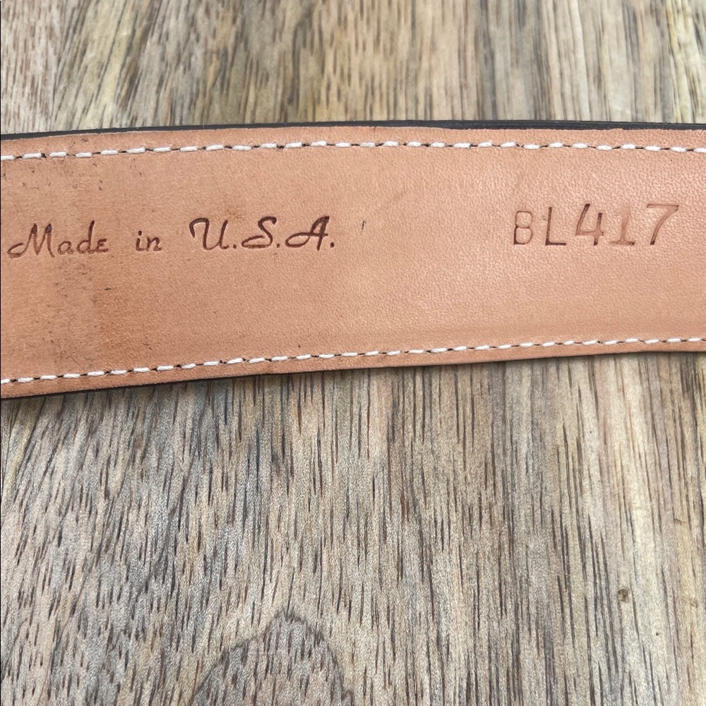 Lucchese Dark Brown Leather Belt with Gold Buckle Men Size 38 - Picture 3 of 8